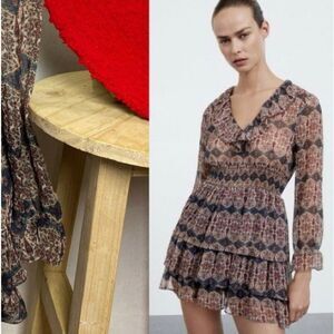 Zara Multicolor Patterned Mini Dress